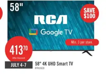 The Brick RCA 58 4K Roku Smart TV offer
