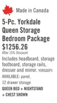 The Brick Yorkdale 5pc Bedroom Set with 6-Drawer Storage Bed, Dresser & Mirror, Grey - Queen Size offer