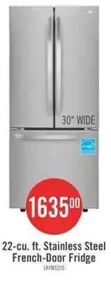 The Brick LG 30 22 Cu. Ft. French-Door Refrigerator - Smudge Proof Stainless Steel - LRFNS2200S offer