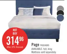 The Brick The Brick Page Upholstered Bed in Blue Linen-Look Fabric, Button Tufted - Queen Size offer