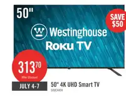The Brick Westinghouse 50 4K UHD Roku Smart TV offer