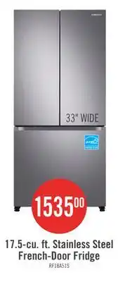 The Brick Samsung 33 17.5 Cu. Ft. Counter-Depth French-Door Refrigerator - Stainless Steel - RF18A5101SR/AA offer