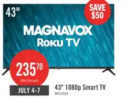 The Brick MAGNAVOX 43 FHD HDR Roku Smart TV offer