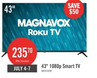 The Brick MAGNAVOX 43 FHD HDR Roku Smart TV offer