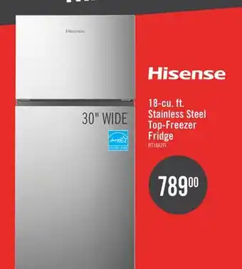 The Brick Hisense 30 18 Cu. Ft. Top-Mount Refrigerator - Stainless Steel - RT18A2FID offer