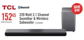 The Brick TCL 2.1 CH Bluetooth Dolby Atmos DTS Virtual:X Soundbar with Wireless Subwoofer (S55H) offer
