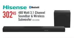 The Brick HISENSE 3.1 CH Dolby Audio DTS Virtual:X Soundbar with Wireless 480W Subwoofer (HS3100) offer