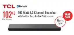 The Brick TCL 2.0 CH Bluetooth Dolby Atmos DTS Virtual:X Soundbar (S45H) offer
