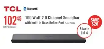 The Brick TCL 2.0 CH Bluetooth Dolby Atmos DTS Virtual:X Soundbar (S45H) offer