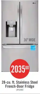 The Brick LG 36 28 Cu. Ft. French-Door Refrigerator - Smudge Proof Stainless Steel - LRFS28XBS offer