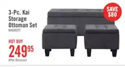 The Brick Kai 19.5 3-Piece Storage Ottomans - Grey Linen-Look offer