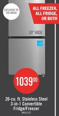 The Brick Midea 20 Cu. Ft. 3-in-1 Convertible Refrigerator-Freezer - Stainless Steel - MRU21C7BST offer
