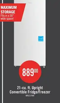 The Brick Midea 21 Cu. Ft. Convertible 2-in-1 Upright Refrigerator-Freezer - White - MRU21F6AWW offer