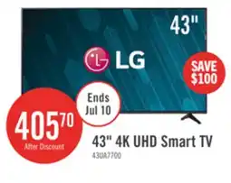 The Brick LG 43 UA77 4K UHD Smart TV offer