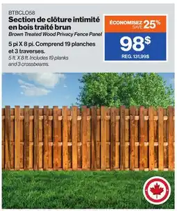 Patrick Morin Brown Treated Wood Privacy Fence Panel offer