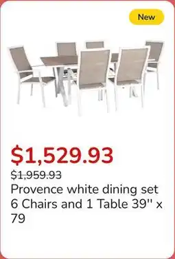 Club Piscine Provence white dining set 6 Chairs and 1 Table 39'' x 79 offer