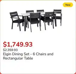 Club Piscine Elgin Dining Set - 6 Chairs and Rectangular Table offer