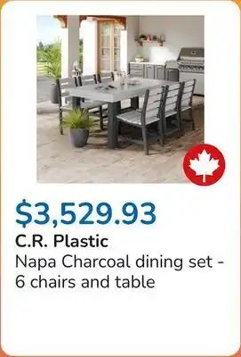 Club Piscine Napa Charcoal dining set - 6 chairs and table offer