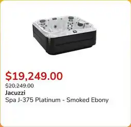 Club Piscine Spa J-375 Platinum - Smoked Ebony offer