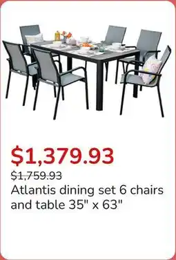 Club Piscine Atlantis dining set 6 chairs and table 35 x 63 offer