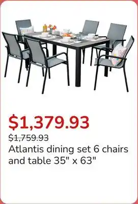 Club Piscine Atlantis dining set 6 chairs and table 35 x 63 offer