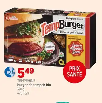 Avril burger de tempeh bio offer