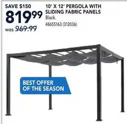 RONA 10' X 12' PERGOLA WITH SLIDING FABRIC PANELS offer