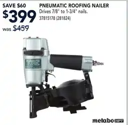 RONA METABO PNEUMATIC ROOFING NAILER offer