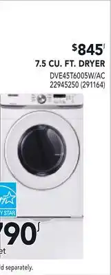 RONA SAMSUNG 7.5 CU. FT. DRYER offer
