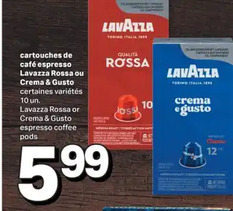 L'Intermarché CARTOUCHES DE CAFÉ ESPRESSO ROSSA OU CREMA & GUSTO | ROSSA OR CREMA & GUSTO ESPRESSO COFFEE, 10 UN offer