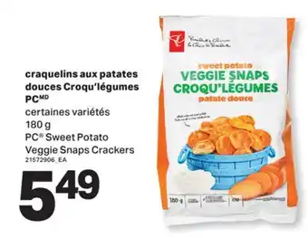 L'Intermarché CRAQUELINS AUX PATATES DOUCES CROQU'LÉGUMES | SWEET POTATO VEGGIE SNAPS CRACKERS, 180 G offer