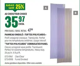 BMR PANNEAU ONDULÉ  TUFTEX POLYCARDS  offer