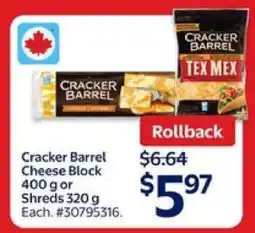 Walmart Cracker Barrel Cheese Block or Shreds offer