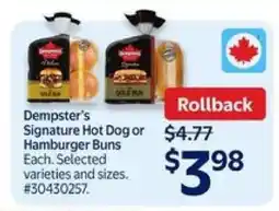 Walmart Dempster's Signature Hot Dog or Hamburger Buns offer