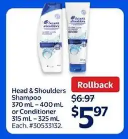 Walmart Head & Shoulders Shampoo or Conditioner offer