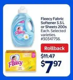Walmart Fleecy Fabric Softener 3.5 L or Sheets 200s offer