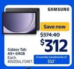 Walmart Samsung Galaxy Tab A9+ 64GB offer