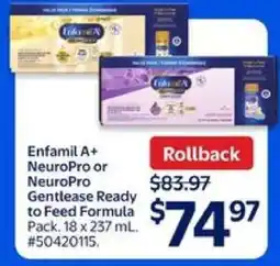 Walmart Enfamil A+ NeuroPro or NeuroPro Gentlease Ready to Feed Formula Pack offer