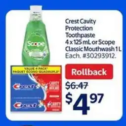 Walmart Crest Cavity Protection Toothpaste or Scope Classic Mouthwash offer