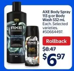 Walmart Axe Body Spray or Body Wash offer