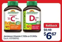 Walmart Jamieson Vitamin C 120s or D 240s offer