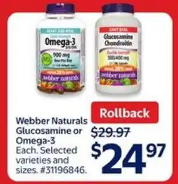 Walmart Webber Naturals Glucosamine or Omega-3 offer