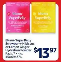 Walmart Blume SuperBelly Strawberry Hibiscus or Lemon Ginger Hydration Powder offer