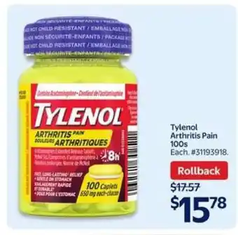 Walmart Tylenol Arthritis Pain 100s offer