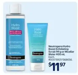 Walmart Neutrogena Hydro Boost Exfoliating Scrub or Micellar Water offer