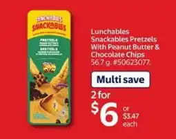 Walmart Lunchables Snackables Pretzels With Peanut Butter & Chocolate Chips offer
