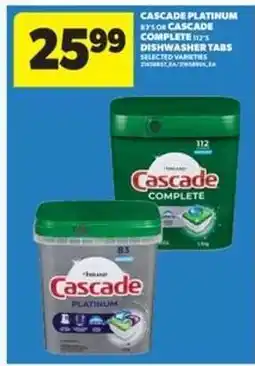 Real Canadian Superstore Cascade Platinum or Cascade Complete Dishwasher Tabs offer