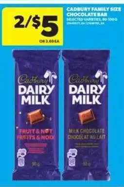 Real Canadian Superstore Cadbury Family Size Chocolate Bar offer