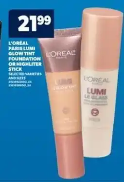 Real Canadian Superstore L'Oréal Paris Lumi Glow Tint Foundation or Highlighter Stick offer