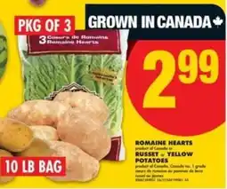 No Frills Romaine Hearts or Russet or Yellow Potatoes offer